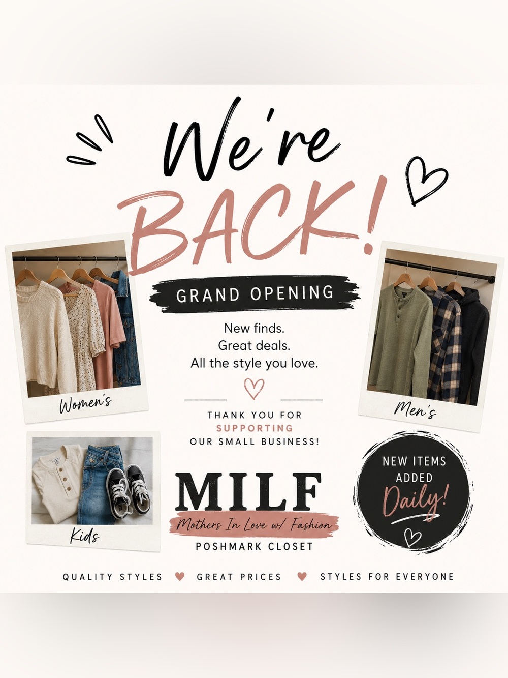 MILF Poshmark Closet Grand Opening - We’re back!! Sale!